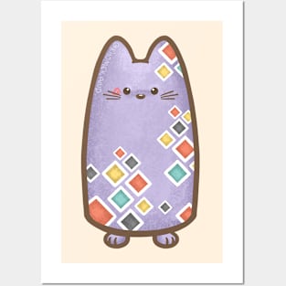 Cat with Square Pattern Posters and Art